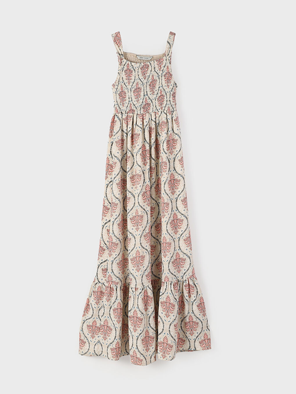 فستان منقوش بياقة مربعة للسيدات