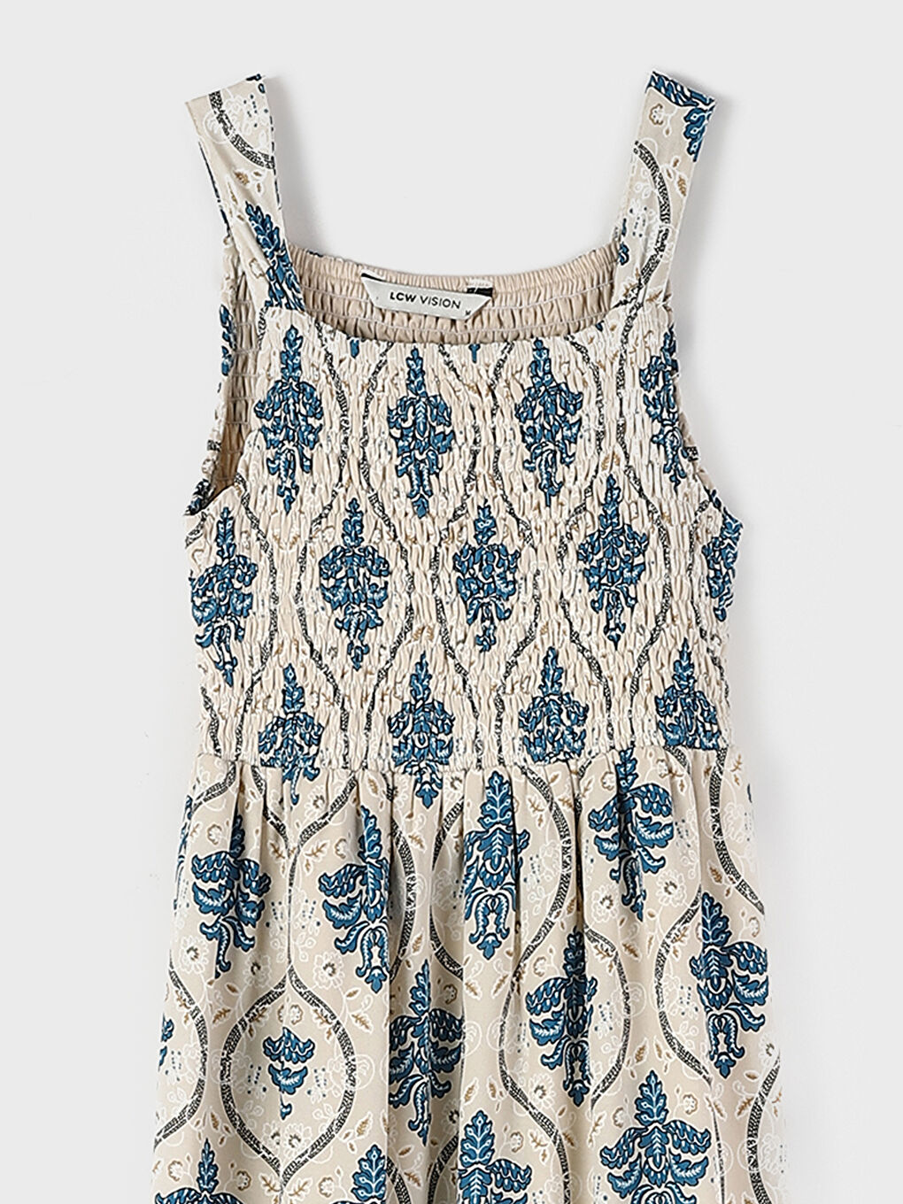 Әйелдерге арналған шаршы жағалы өрнекті көйлек