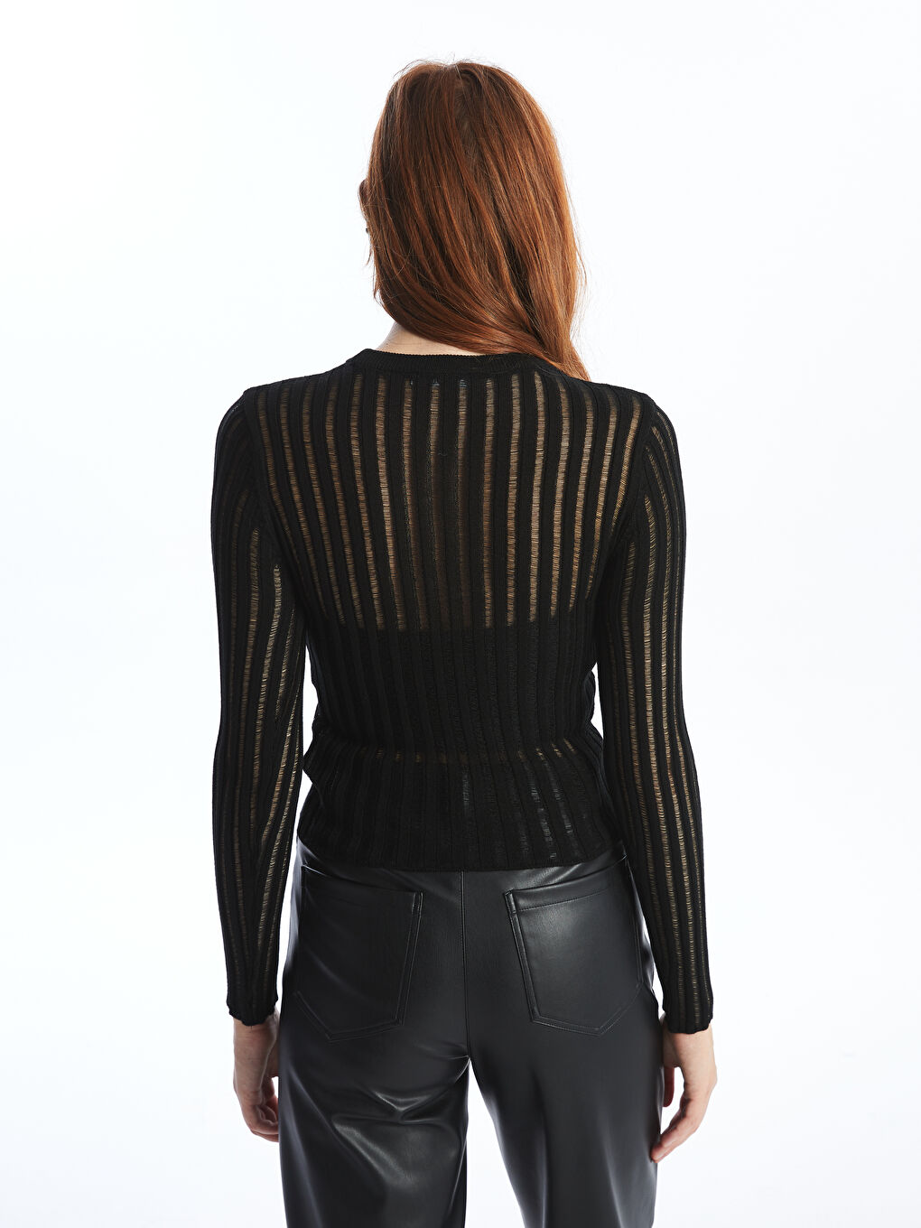 XSIDE Crew Neck Hole-Knitted Women's Knitwear Sweater -W4GO90Z8-CVL