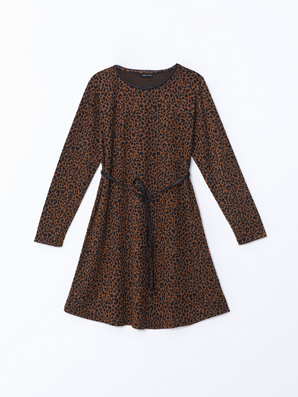 Crew Neck Leopard Print Women's Dress -W4GP45Z8-LQY