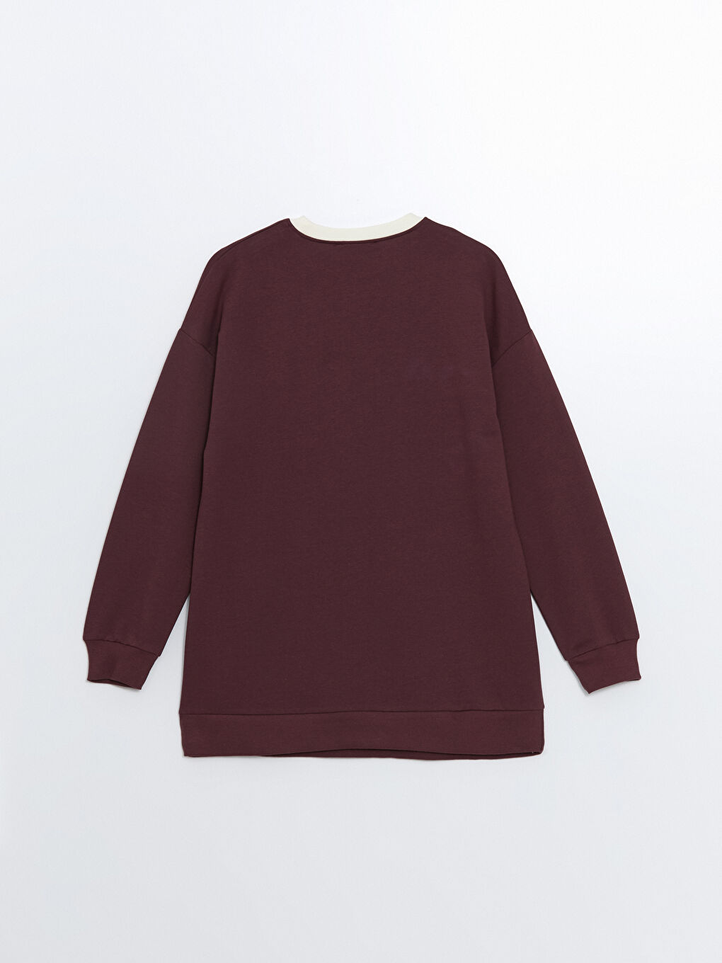 LCW Modest Bordo Bisiklet Yaka Nakışlı Kadın Sweatshirt Tunik - 6