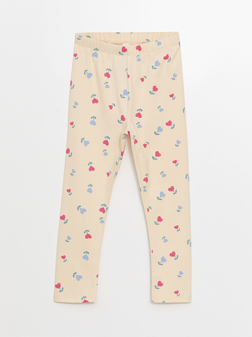 Ekru Beli Lastikli Baskılı Kız Bebek Tayt