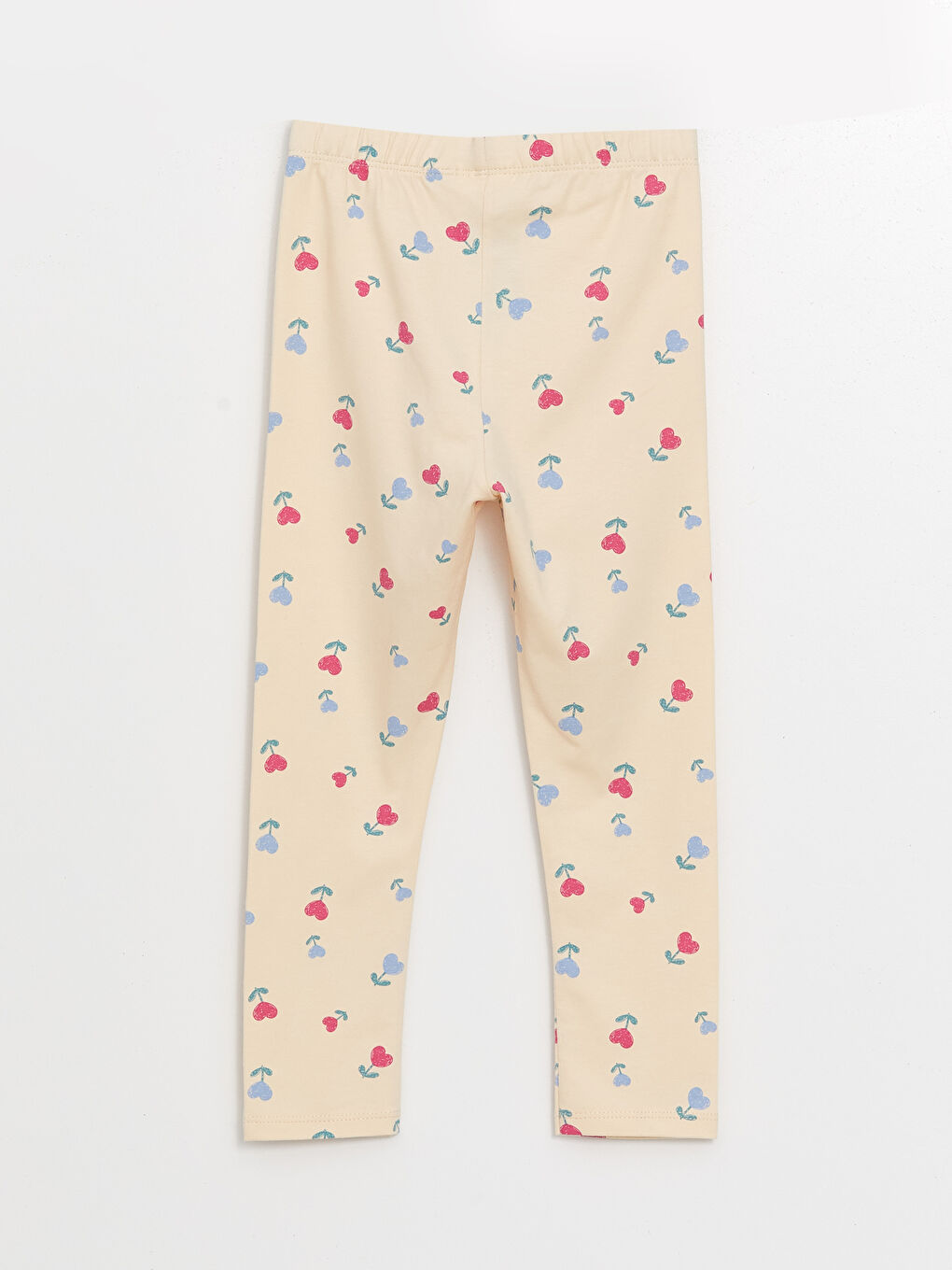 Ekru Beli Lastikli Baskılı Kız Bebek Tayt-1