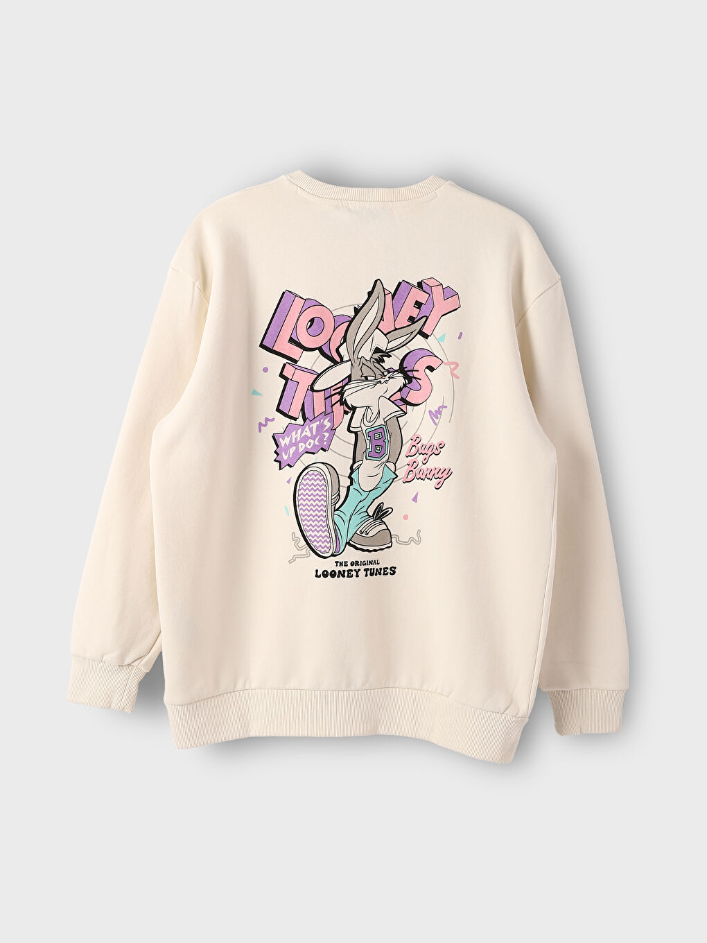 سويت شيرت كم طويل مطبوع بياقة دائرية للسيدات-1