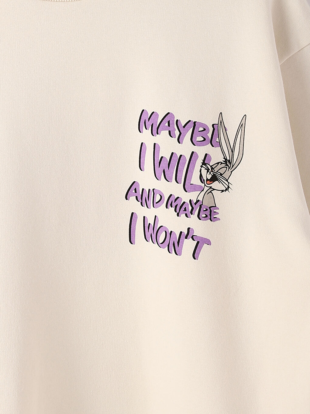 سويت شيرت كم طويل مطبوع بياقة دائرية للسيدات-2