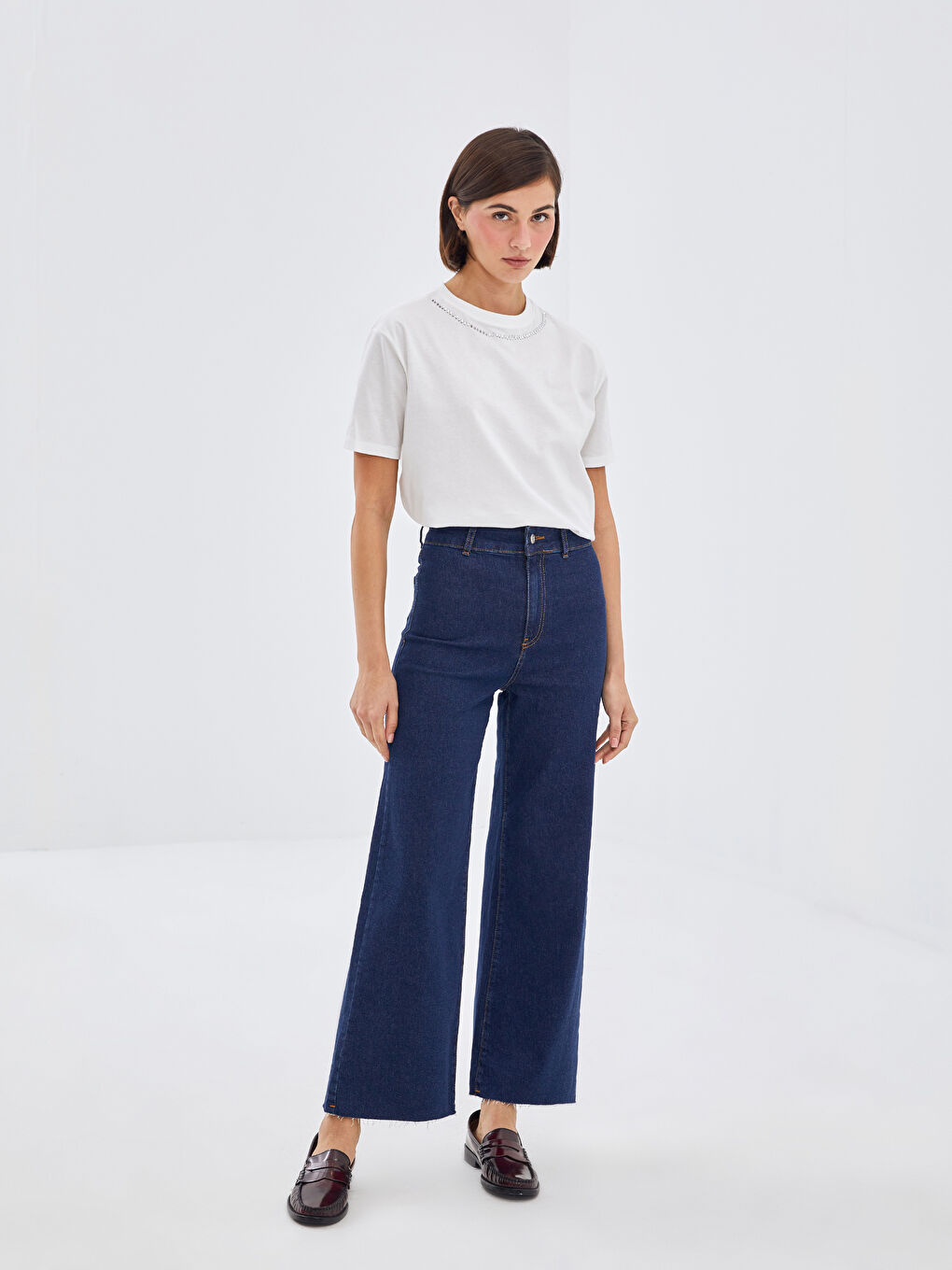 LCW Modest Koyu Rodeo Straight Fit Kadın Jean Pantolon