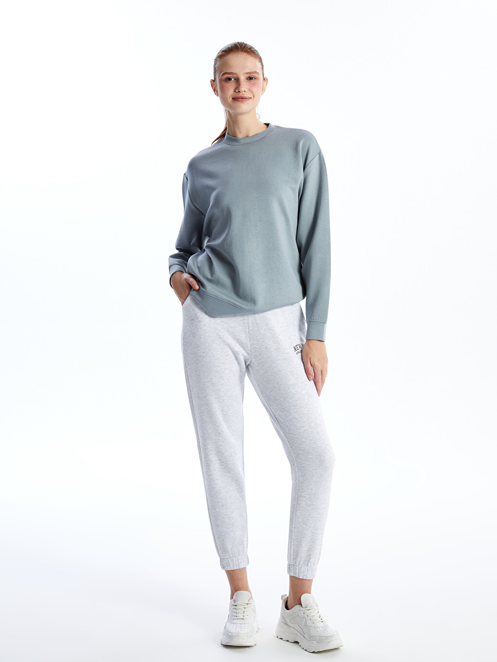 XSIDE ACTIVE Bisiklet Yaka Oversize Kadın Sweatshirt - W4GS70Z8