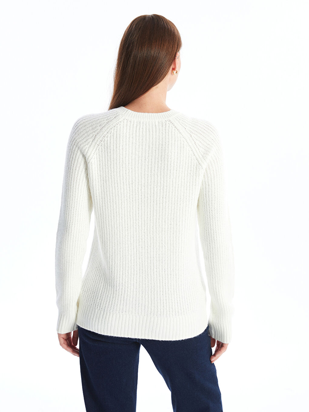 LCWAIKIKI Basic Crew Neck Self-Patterned Women's Knitwear Sweater -W4GS81Z8-R9J