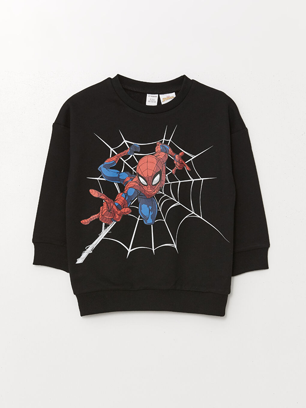 Siyah Bisiklet Yaka Uzun Kollu Spider-Man Baskılı Erkek Çocuk Sweatshirt-2