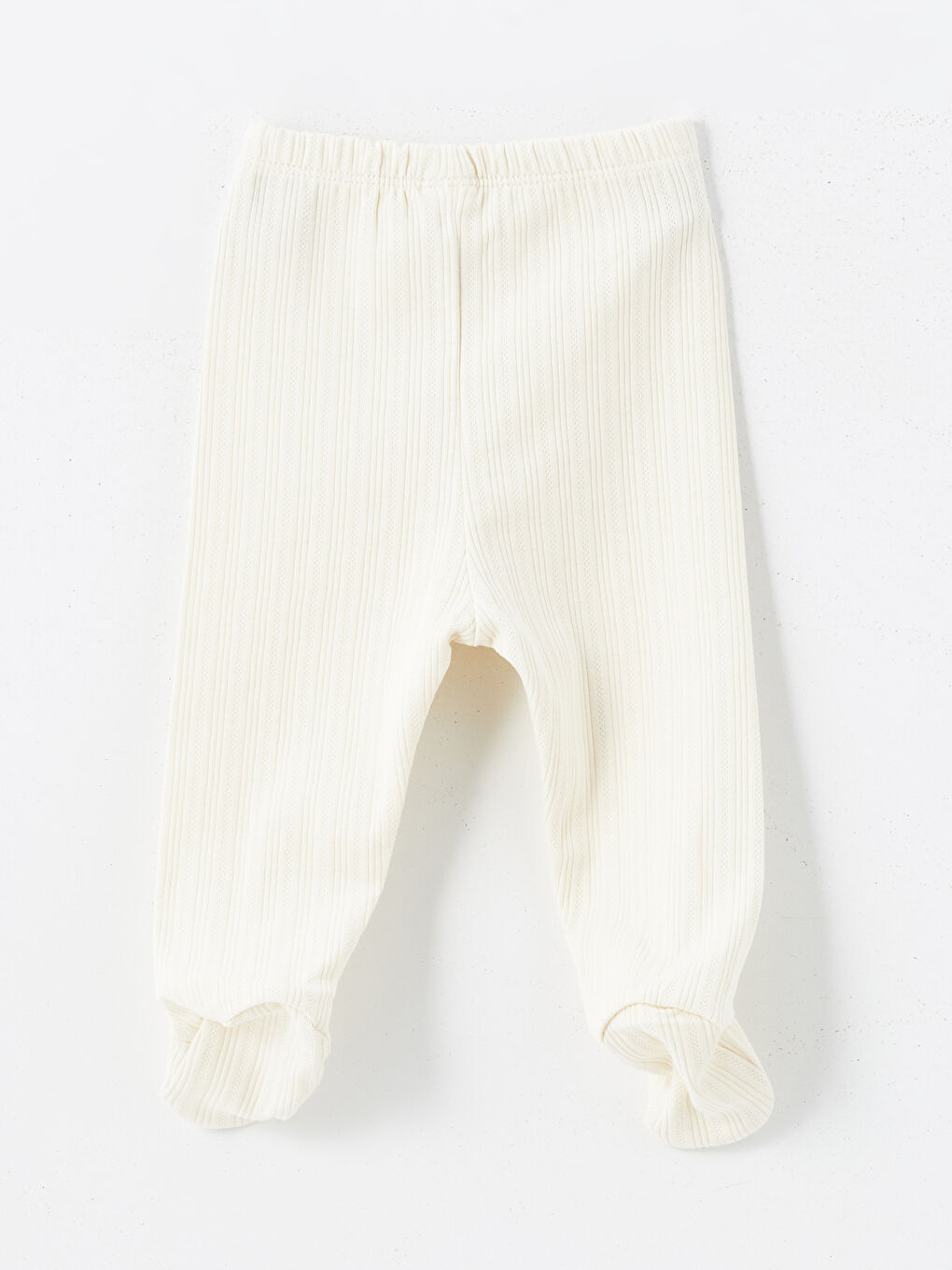 Ekru Beli Lastikli Basic Kız Bebek Pijama Alt-1