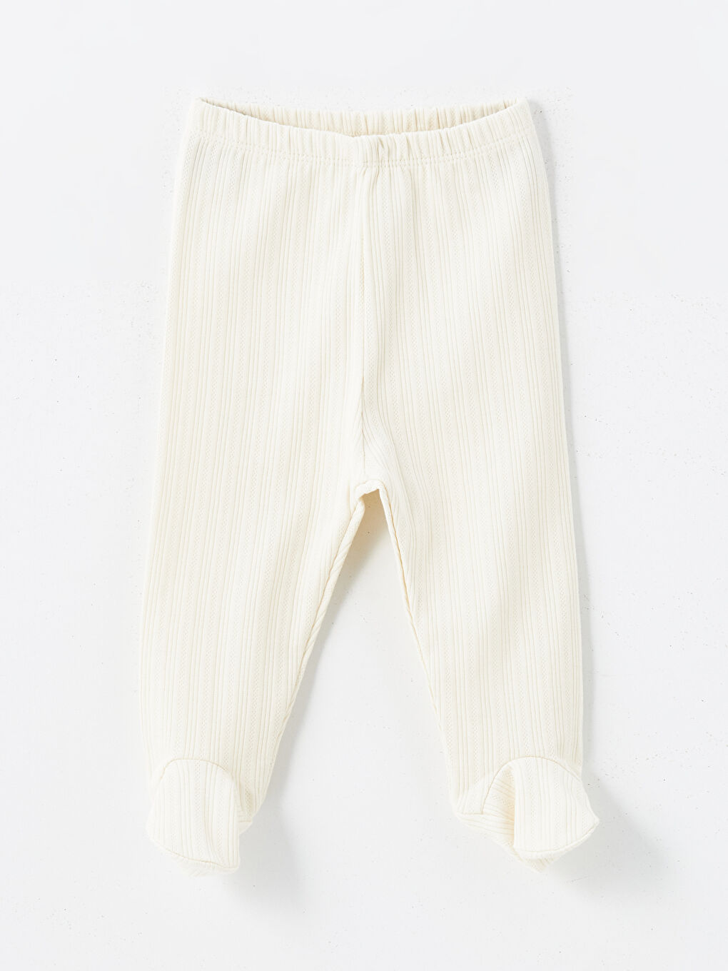 Ekru Beli Lastikli Basic Kız Bebek Pijama Alt