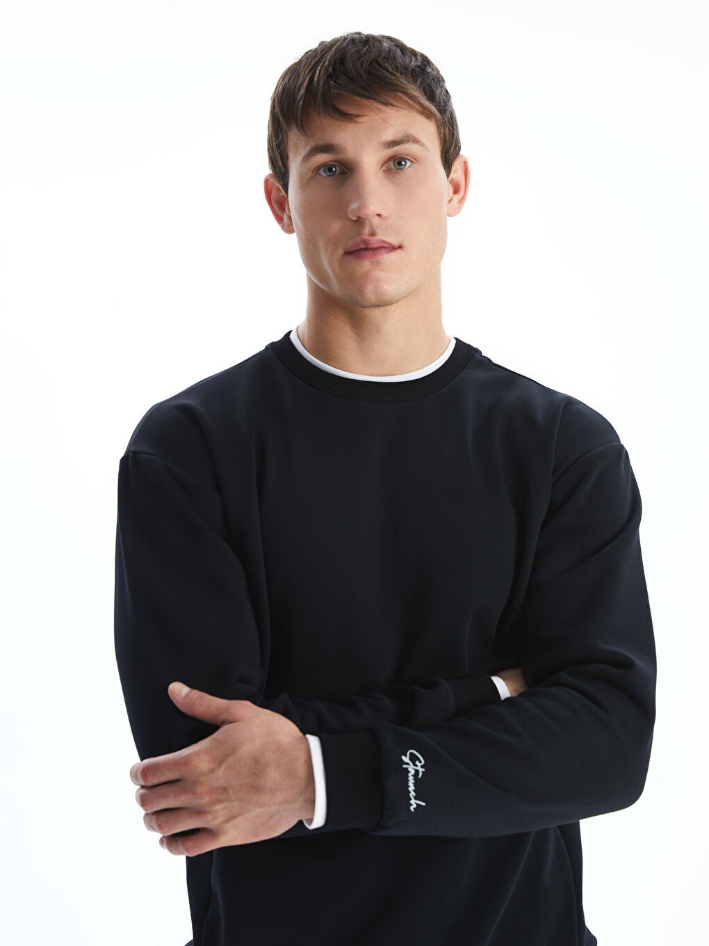 Crew Neck Long Sleeve Printed Men's Sweatshirt