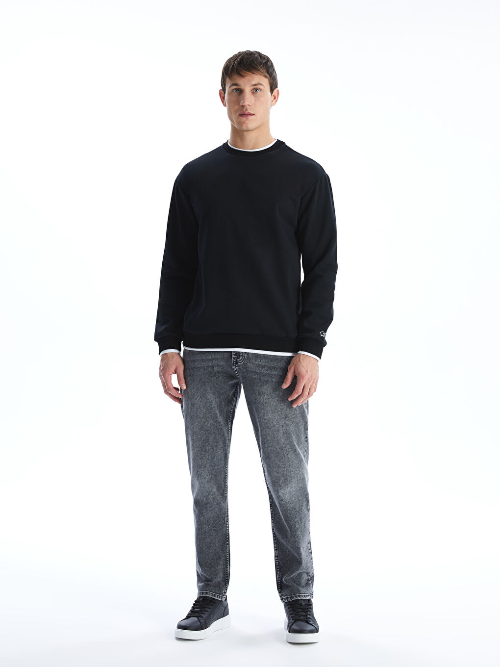 Crew Neck Long Sleeve Printed Men's Sweatshirt-1