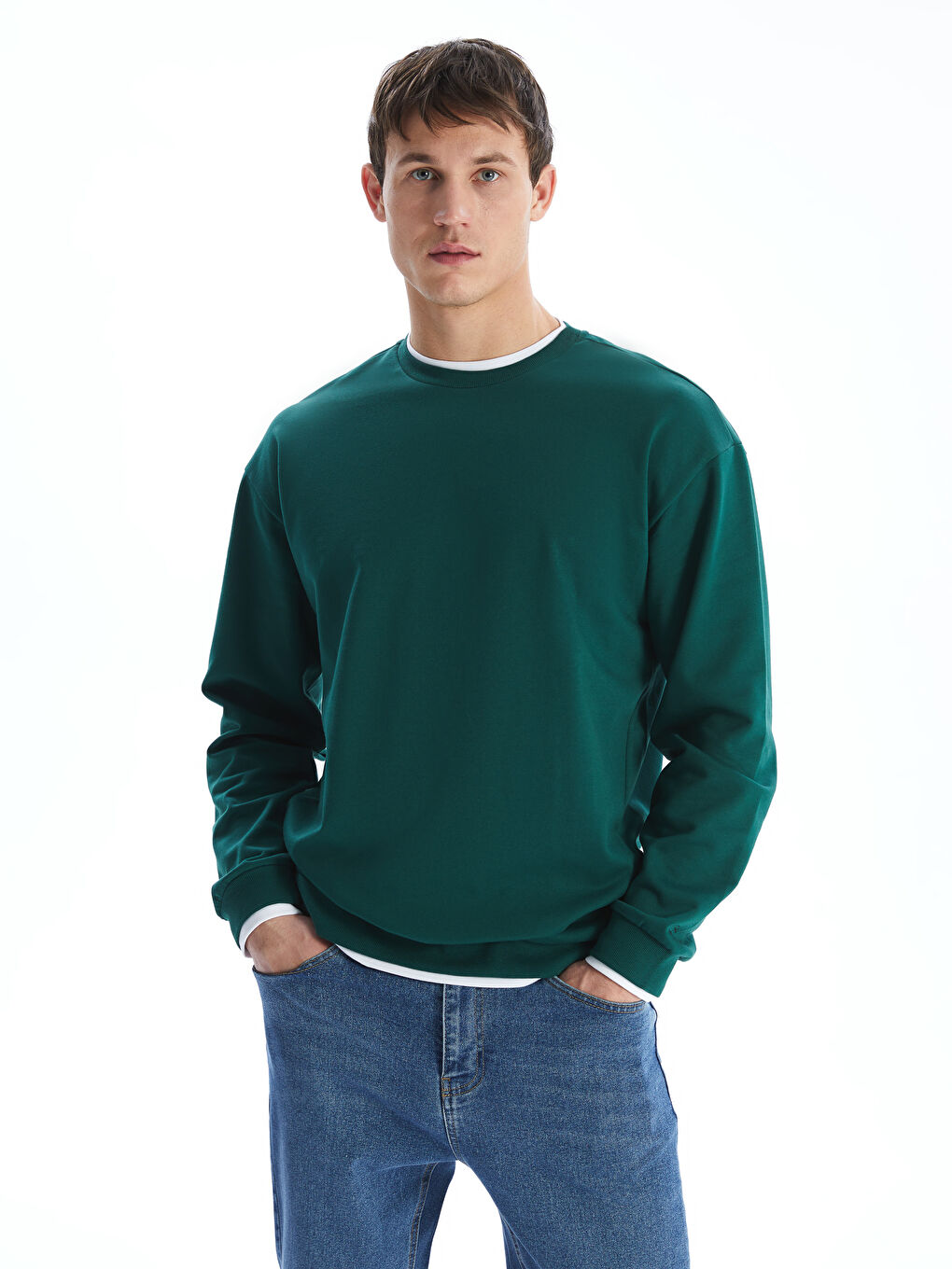 Crew Neck Long Sleeve Printed Men's Sweatshirt