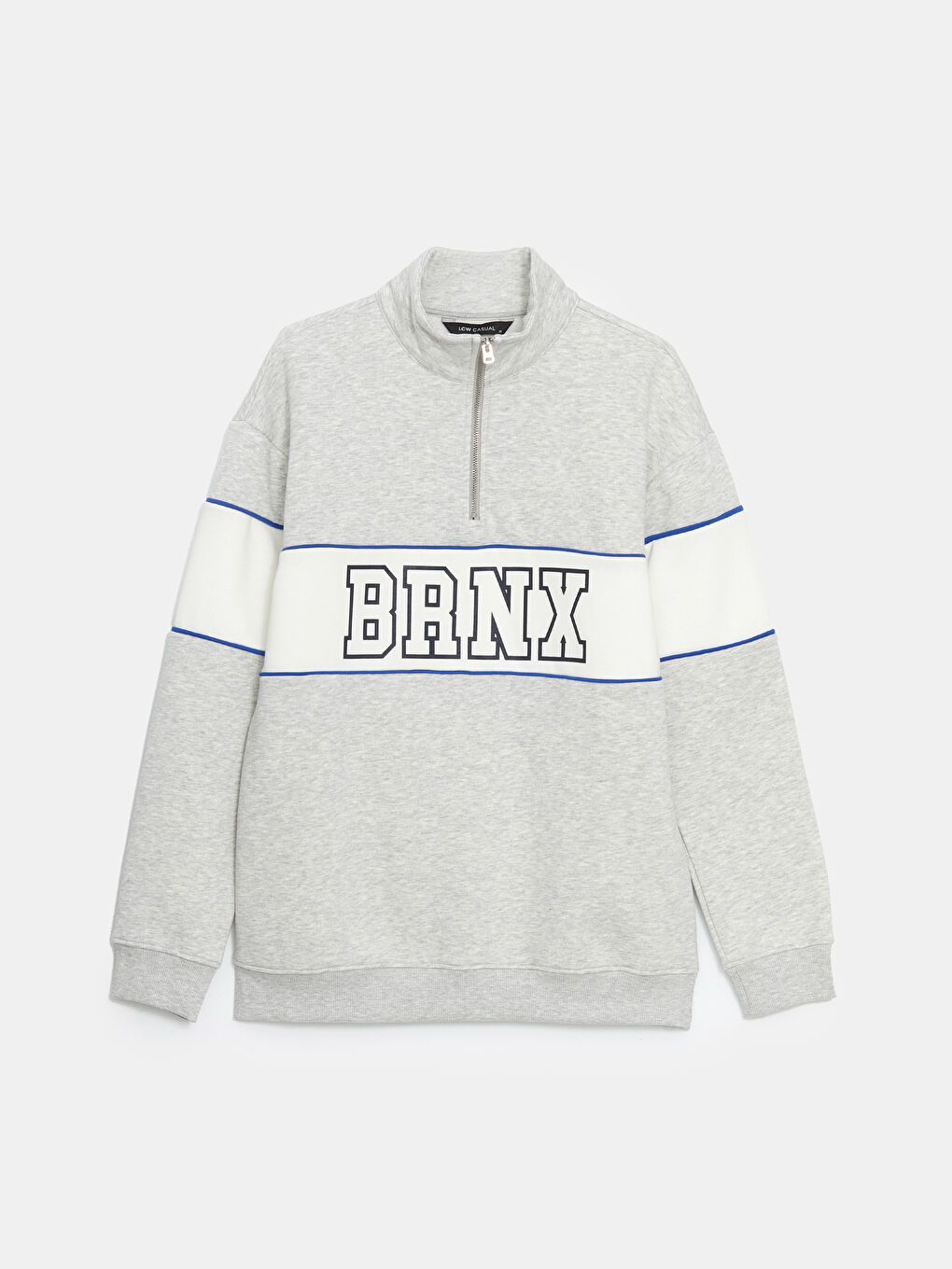 سويت شيرت كم طويل مطبوع بياقة قمع للرجال-4