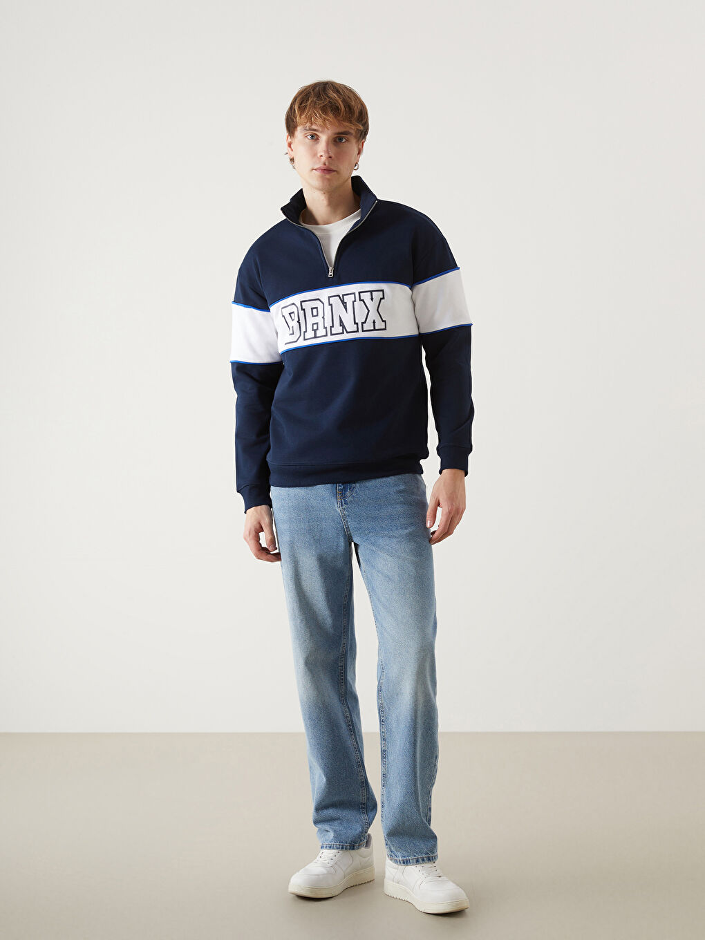 Funnel Neck Long Sleeve Printed Men's Sweatshirt-1