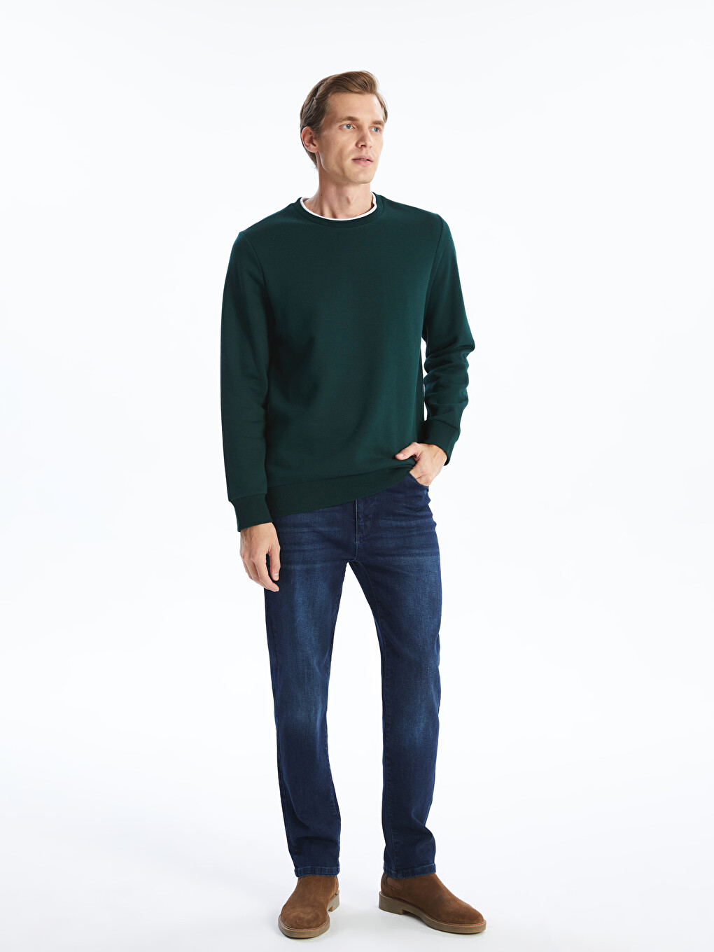 Sweat-shirt Épais À Manches Longues Pour Hommes Avec Col Rond-1
