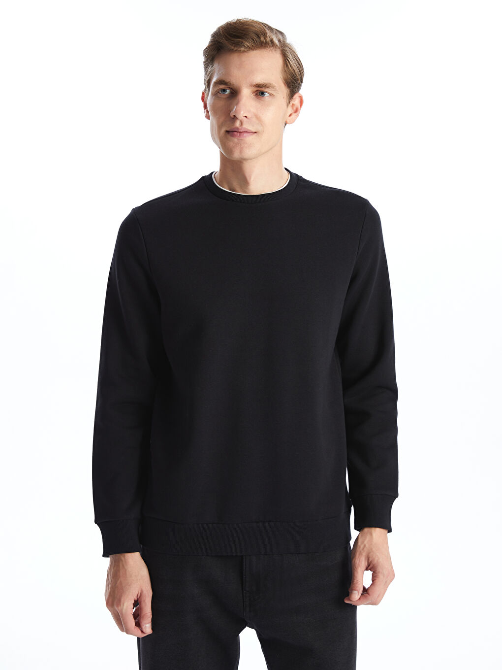 سويت شيرت ياقة دائرية كم طويل تخين للرجال