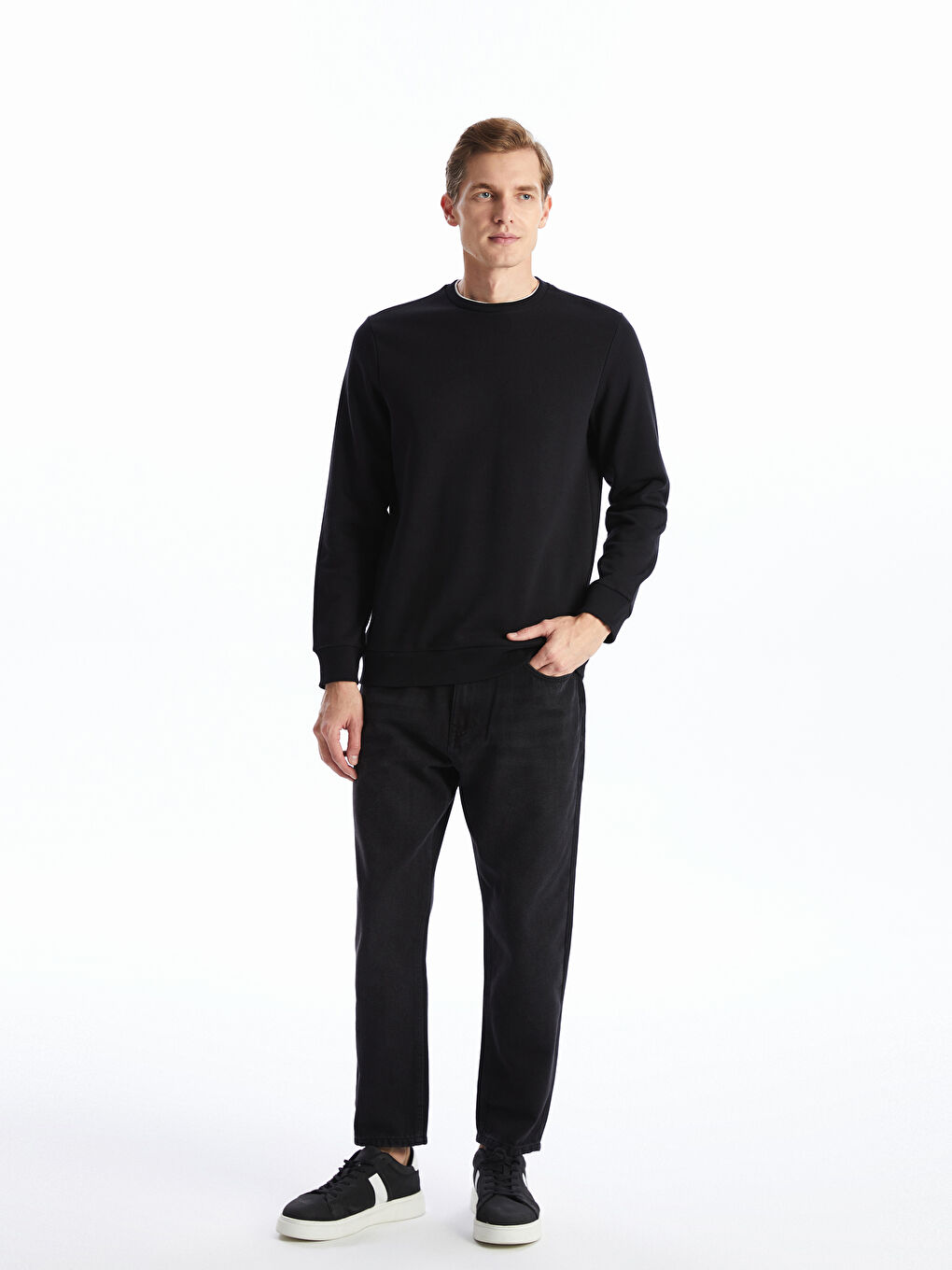 سويت شيرت ياقة دائرية كم طويل تخين للرجال-1