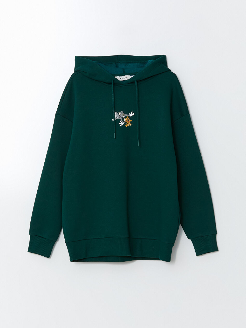 LCW Vision Koyu Yeşil Tom ve Jerry Baskılı Oversize Kadın Kalın Hoodie - 4