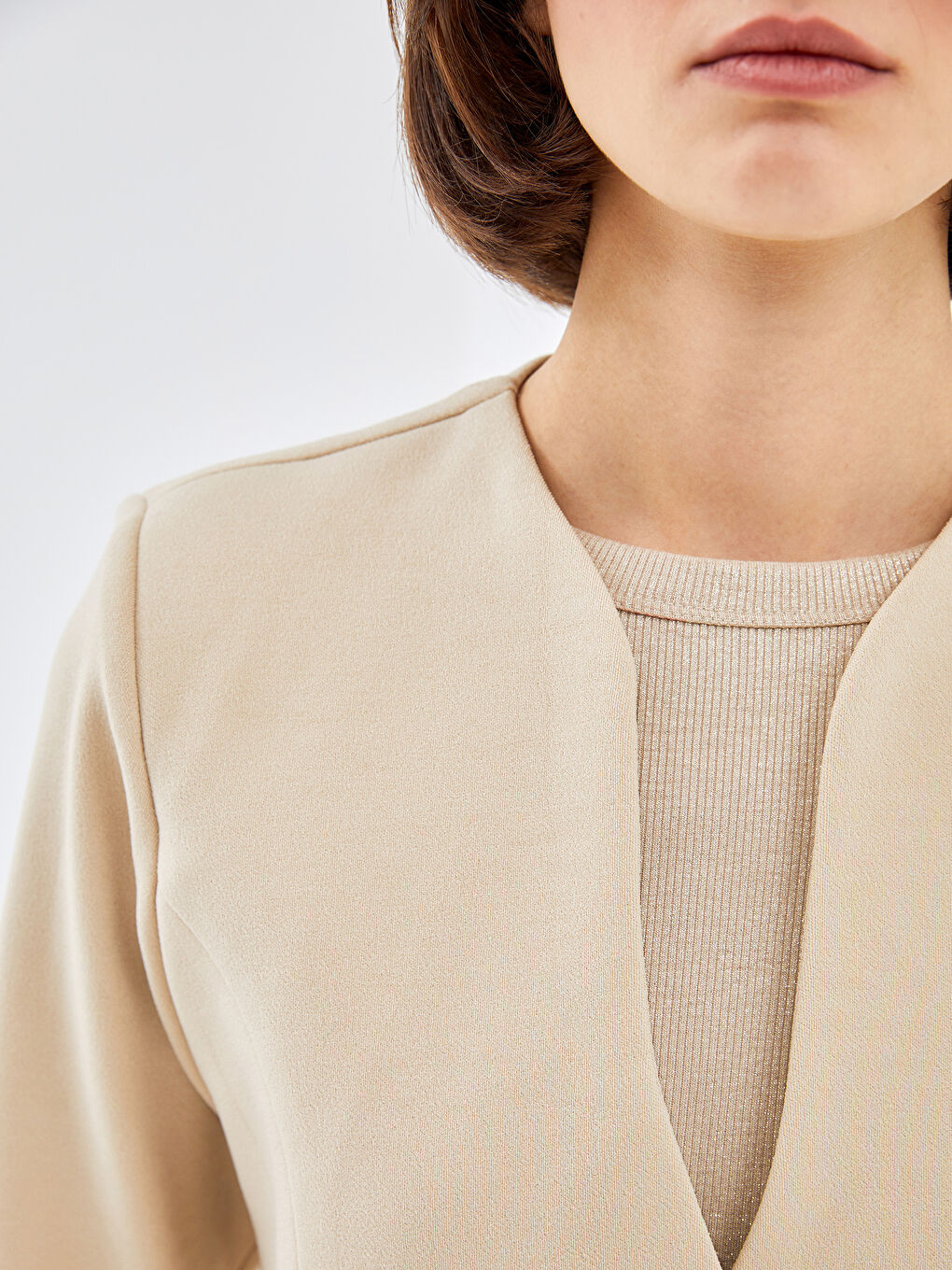 Button Closure Plain Long Sleeve Women's Jacket-2