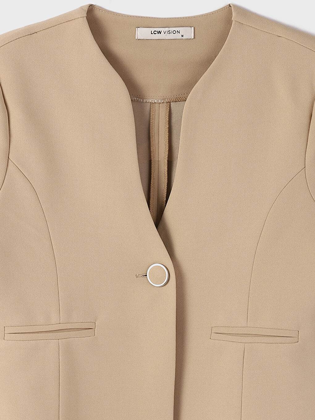 Button Closure Plain Long Sleeve Women's Jacket-7