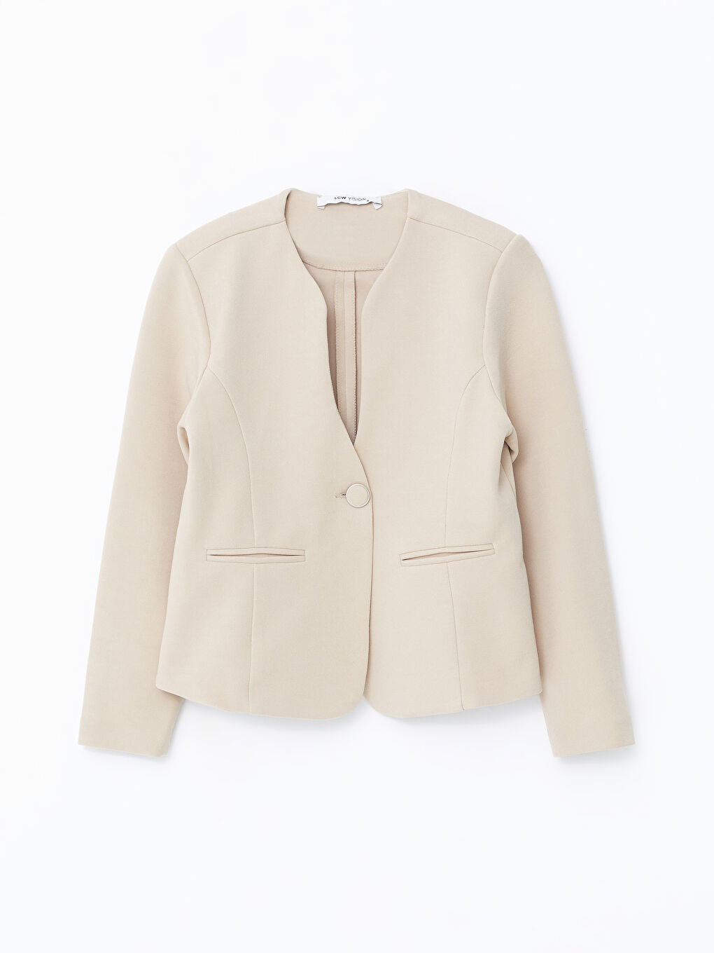 Button Closure Plain Long Sleeve Women's Jacket-4