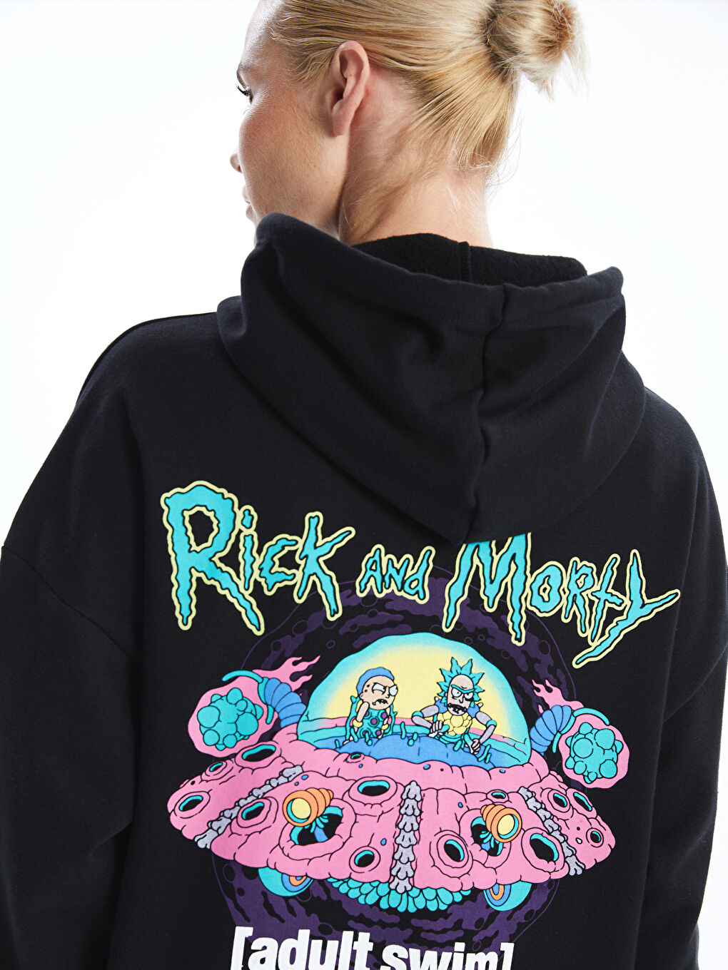 هودي تخين مطبوع أوفراسايز للسيدات Rick and Morty