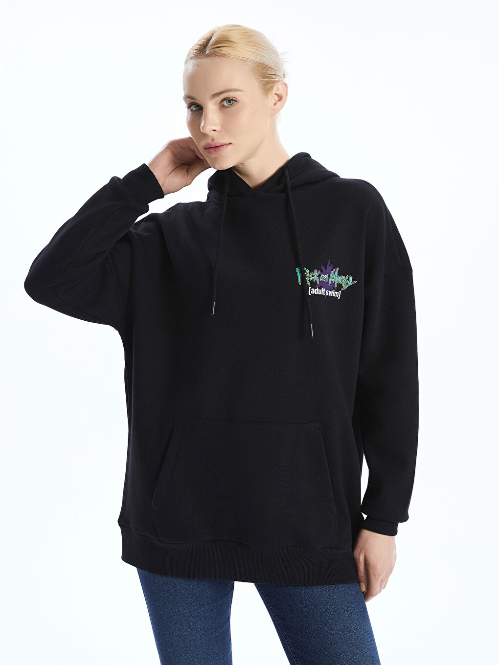 هودي تخين مطبوع أوفراسايز للسيدات Rick and Morty-1