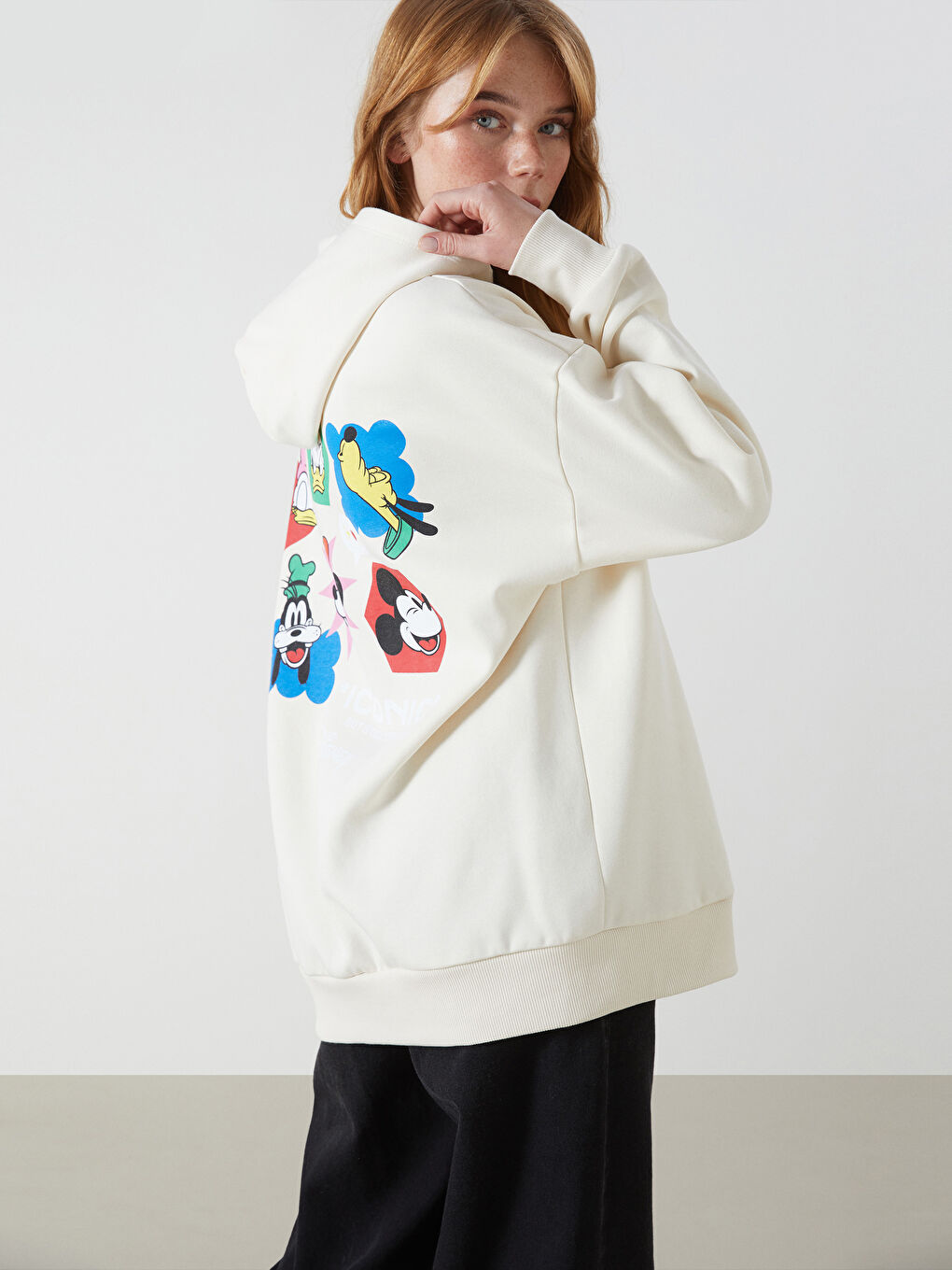 LCW Vision Hooded Mickey Mouse Printed Women's Sweatshirt -W4GU07Z8-FEW