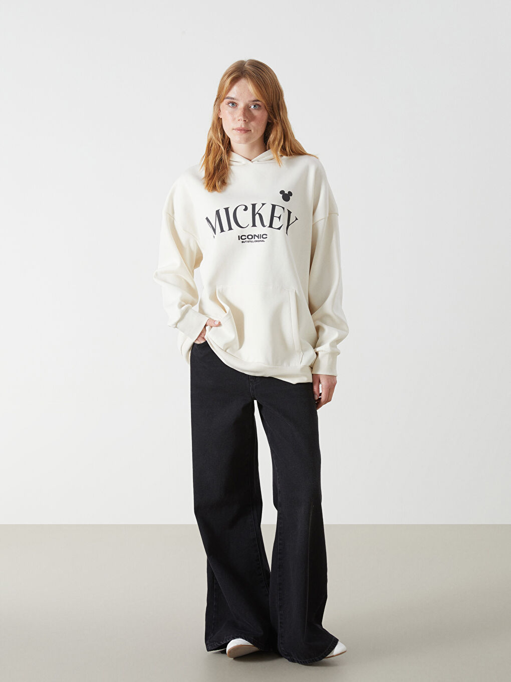 LCW Vision Hooded Mickey Mouse Printed Women's Sweatshirt -W4GU07Z8-FEW