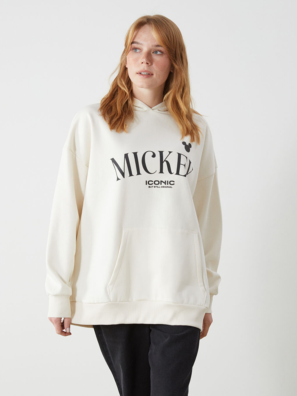 LCW Vision Hooded Mickey Mouse Printed Women's Sweatshirt -W4GU07Z8-FEW