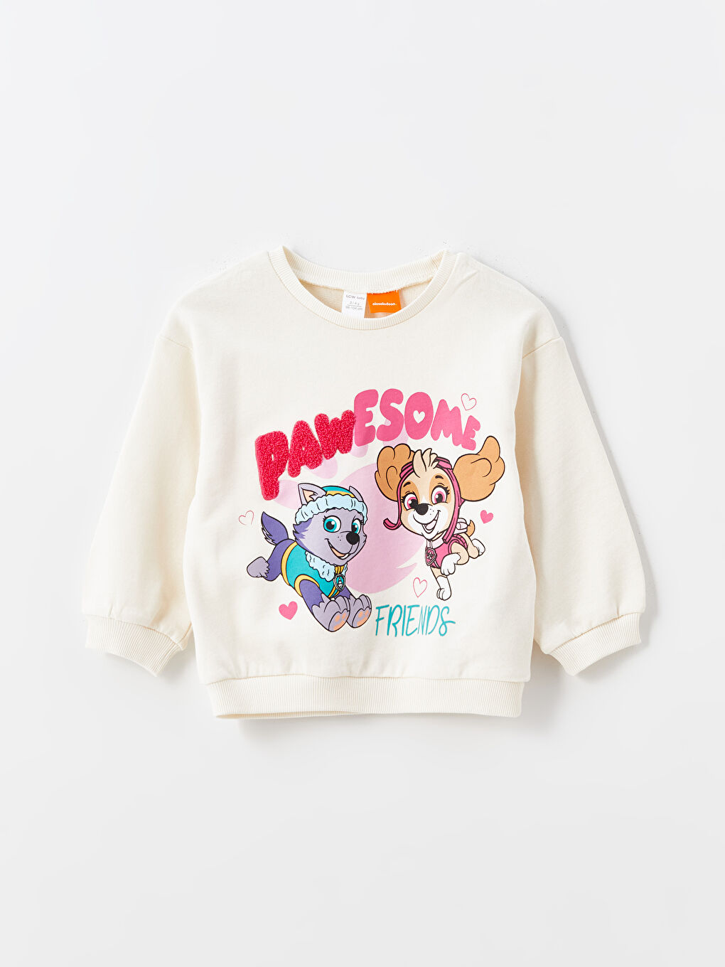 LCW Kids Ekru Bisiklet Yaka Paw Patrol Baskılı Kız Çocuk Sweatshirt ve Tayt 2'li Takım - 1