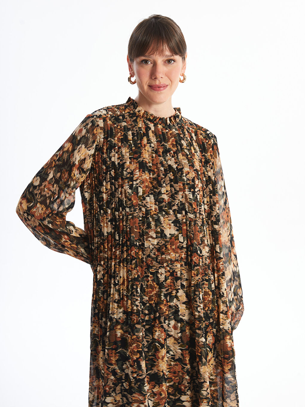 LC Waikiki Funnel Neck Patterned Women's Dress -W4GU80Z8-F9C