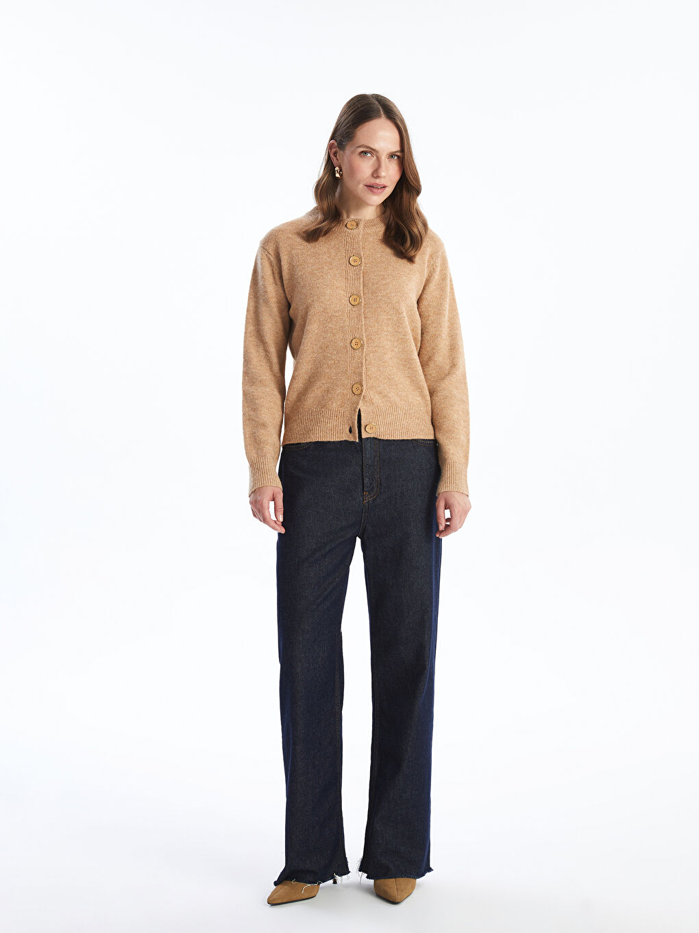 LCWAIKIKI Classic Crew Neck Women's Knitwear Cardigan -W4GV35Z8-CXS