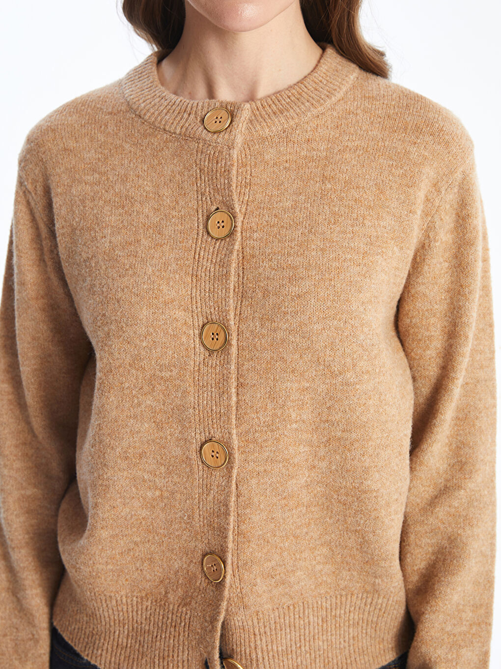 LCWAIKIKI Classic Crew Neck Women's Knitwear Cardigan -W4GV35Z8-CXS