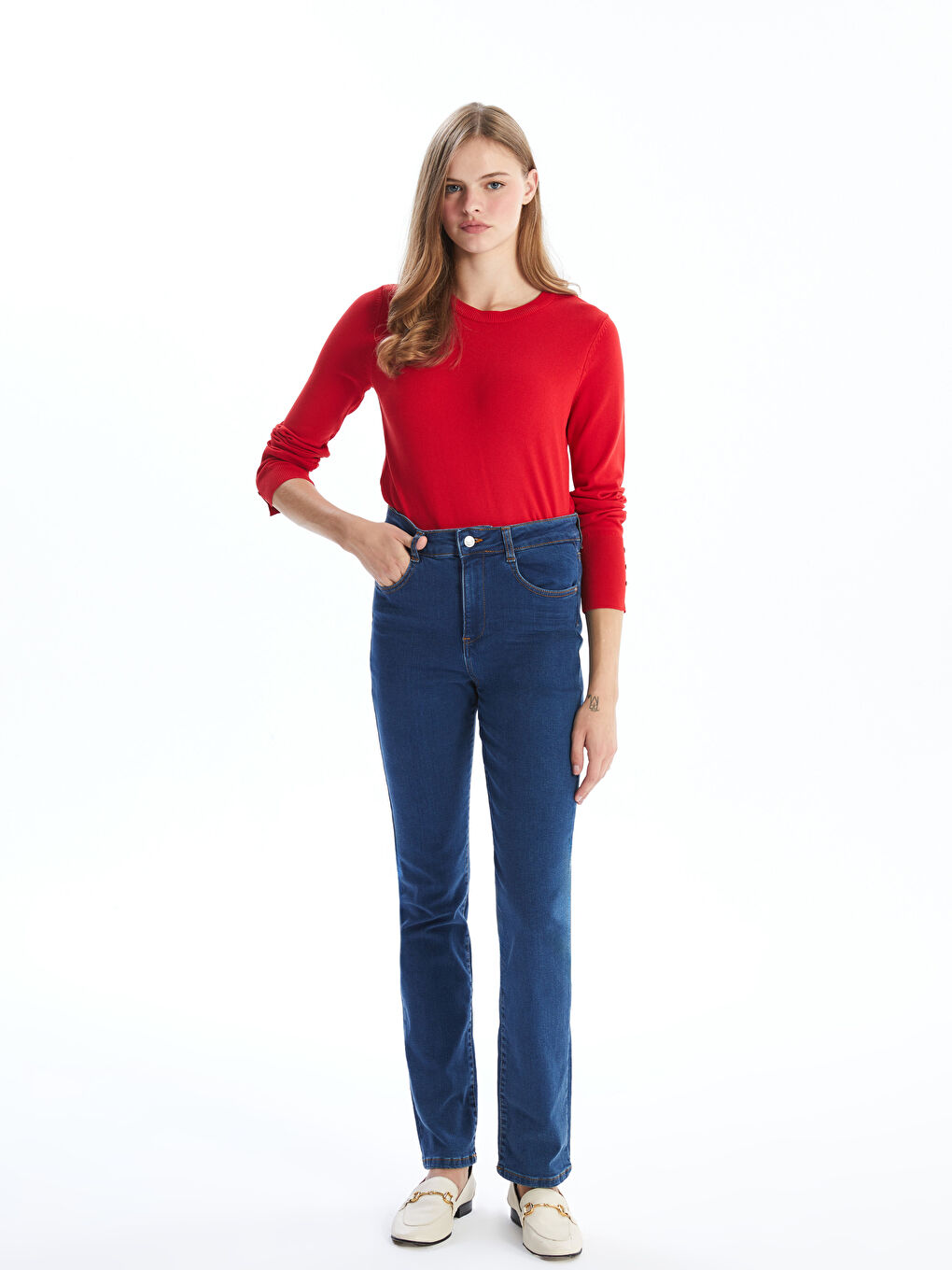 LCW ECO Orta İndigo Rodeo Jüpiter Süper Skinny Fit Kadın Jean Pantolon