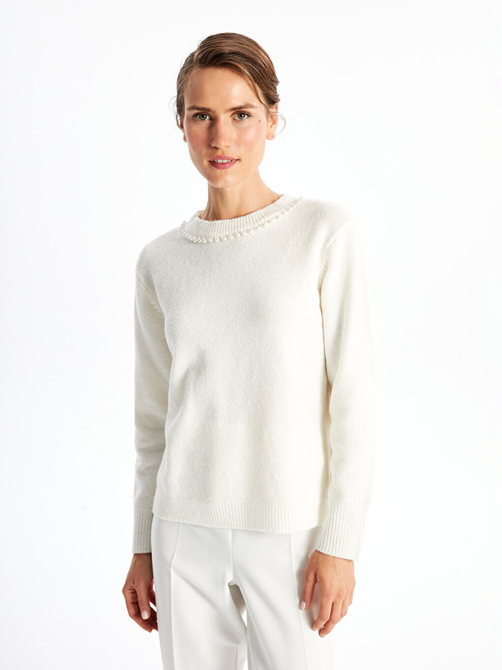 LCWAIKIKI Basic Rundhalsausschnitt Damen Strickpullover -W4GV93Z8-R9J