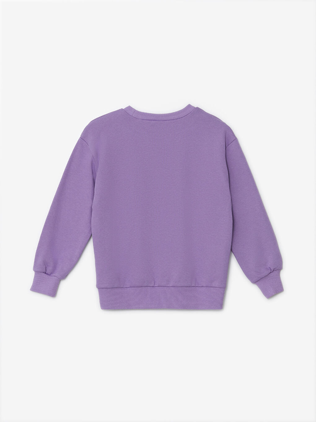 LCW ECO Açık Mor Bisiklet Yaka Baskılı Kız Çocuk Sweatshirt - 1