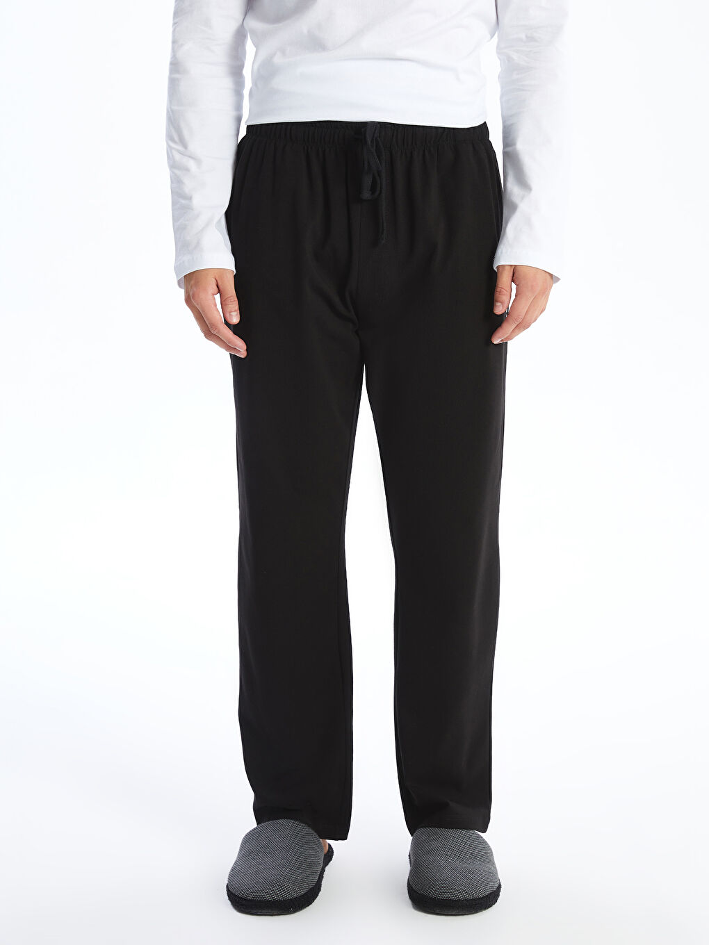 Siyah Standart Kalıp Erkek Pijama Alt-1