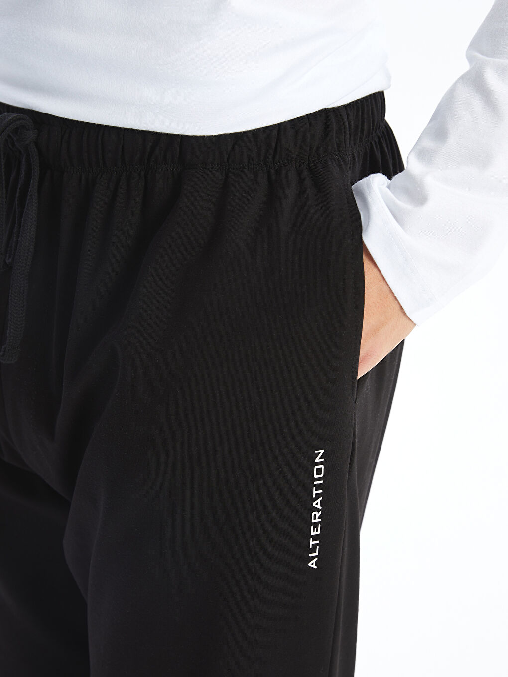 Siyah Standart Kalıp Erkek Pijama Alt-2