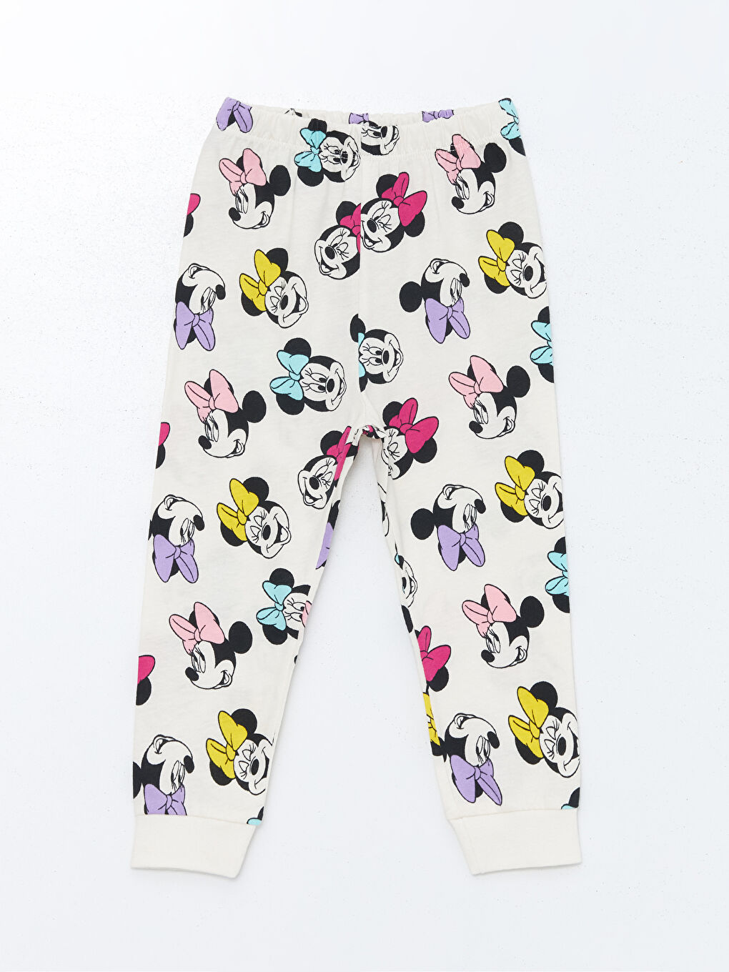 LCW baby Açık Bej Baskılı Bisiklet Yaka Uzun Kollu Minnie Mouse Baskılı Kız Bebek Pijama Takımı - 3