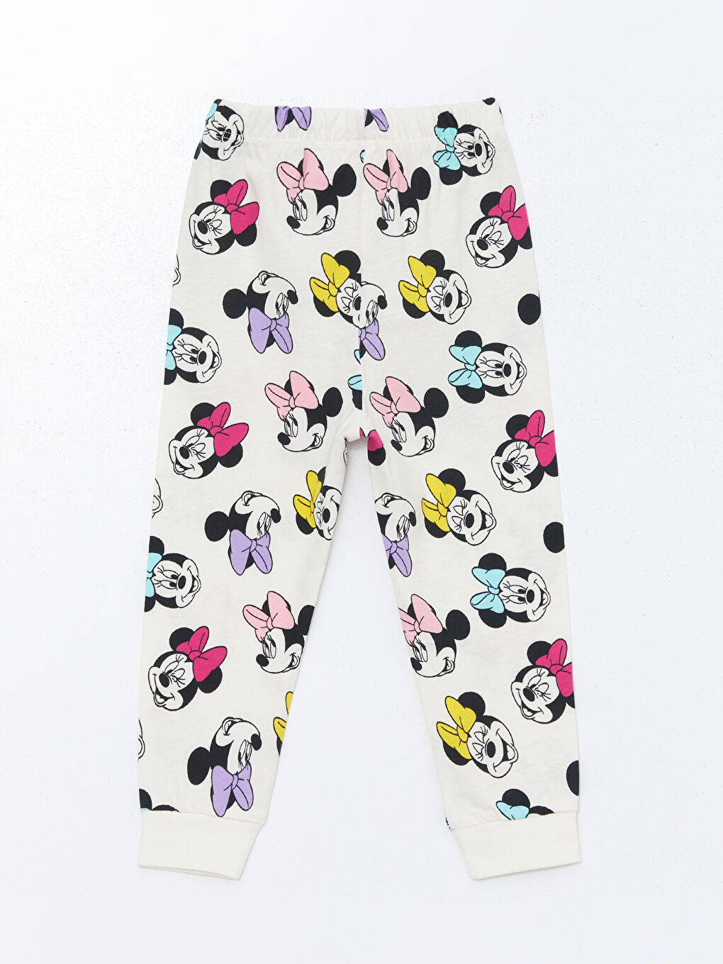 LCW baby Açık Bej Baskılı Bisiklet Yaka Uzun Kollu Minnie Mouse Baskılı Kız Bebek Pijama Takımı - 4