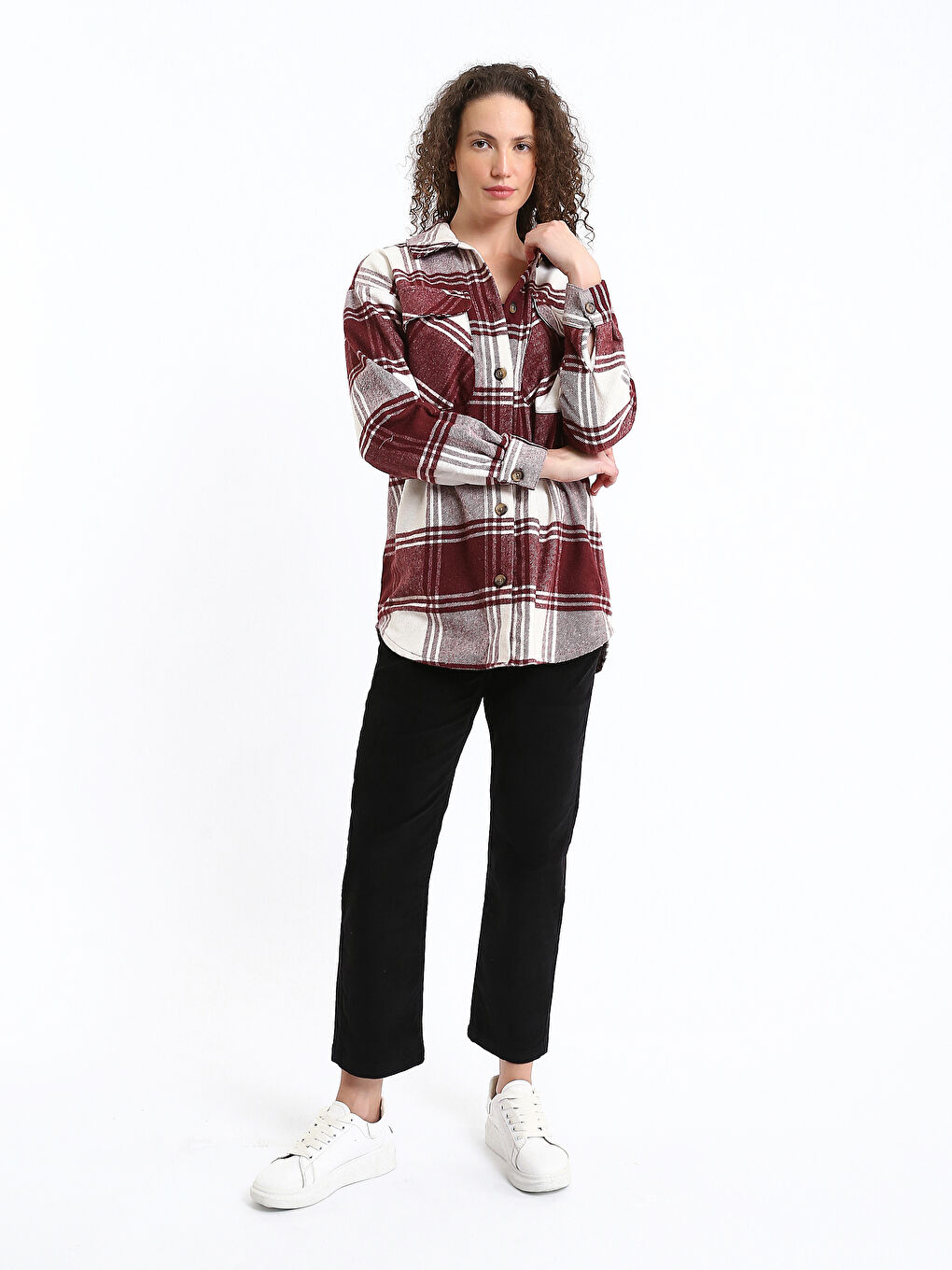 Plaid Oversize Women's Flannel Shirt-1