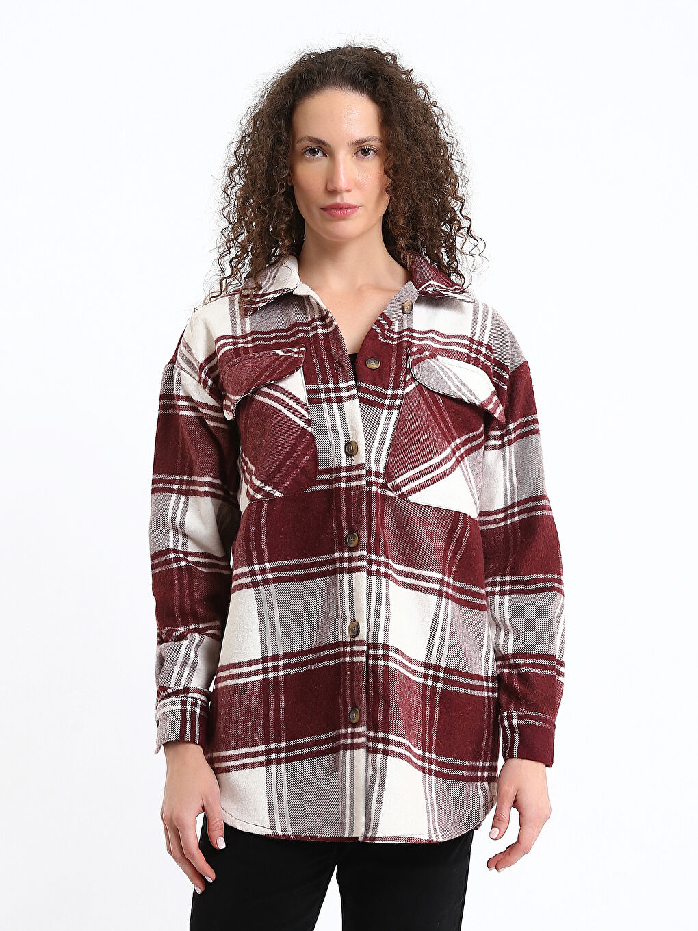 Plaid Oversize Women's Flannel Shirt-3