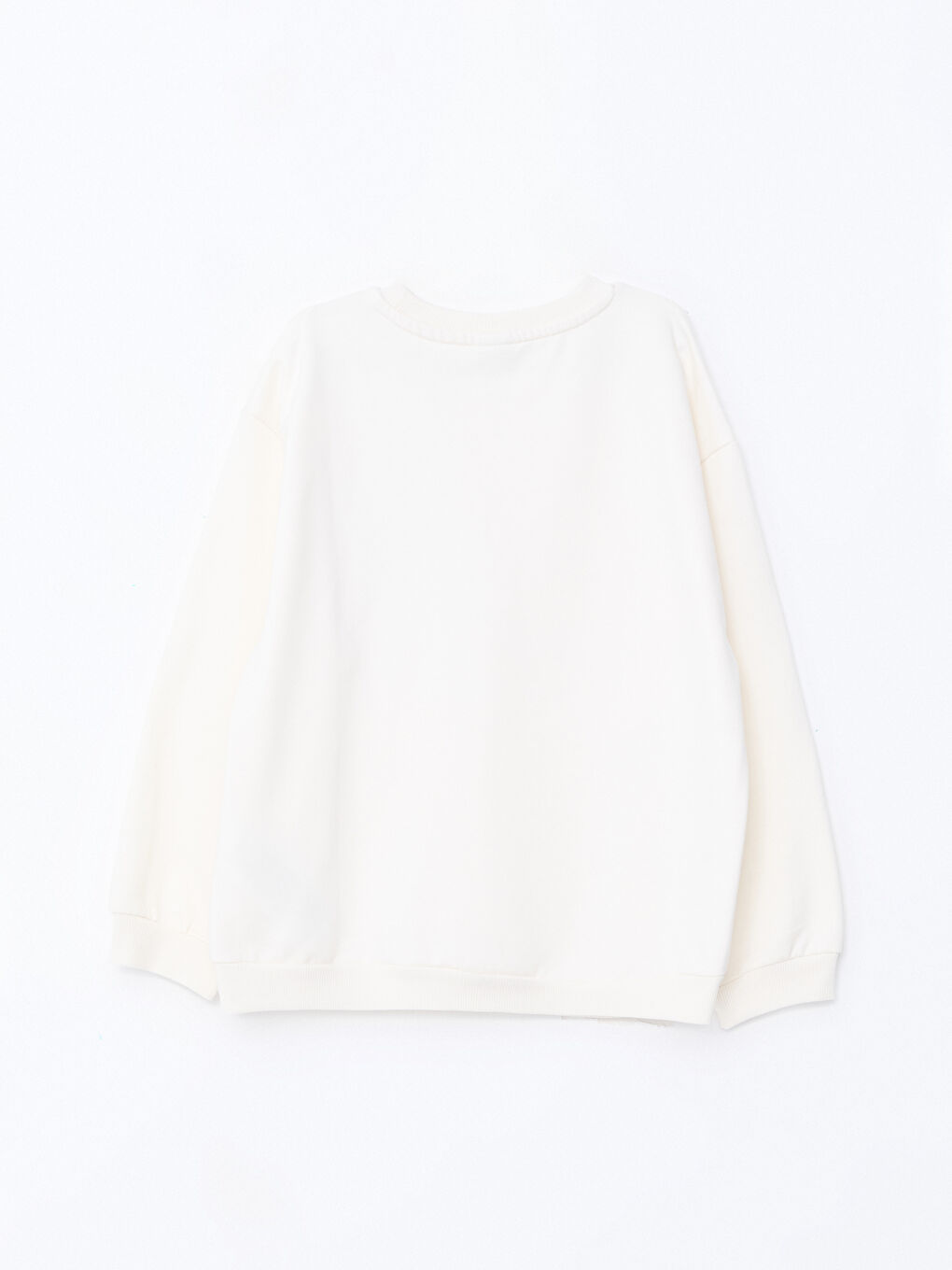 Ekru Bisiklet Yaka Çiçekli Kız Çocuk Sweatshirt-1