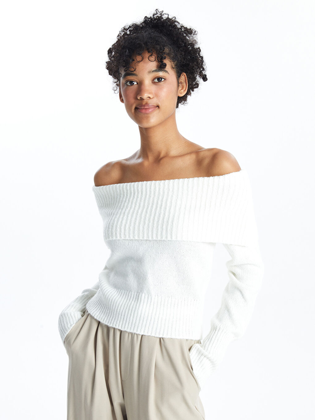 XSIDE Schulterfreier Ausschnitt Damen Strickpullover -W4GY83Z8-R9J
