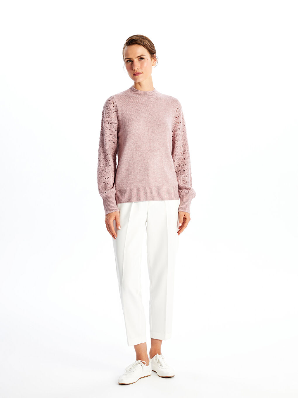 LCWAIKIKI Basic Funnel Neck Hole-Knitted Women's Knitwear Sweater -W4H001Z8-JPW