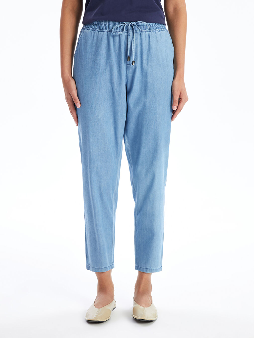 Jean Slim à Taille Élastiquée pour Femmes-1