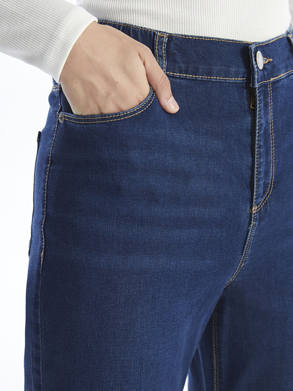 Elasticated Waist Slim Fit Women's Jeans -W4H017Z8-H45